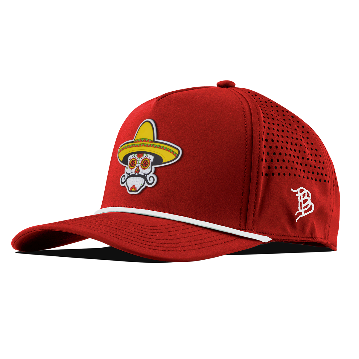 Sombrero Skull PVC Curved 5 Panel Rope Red