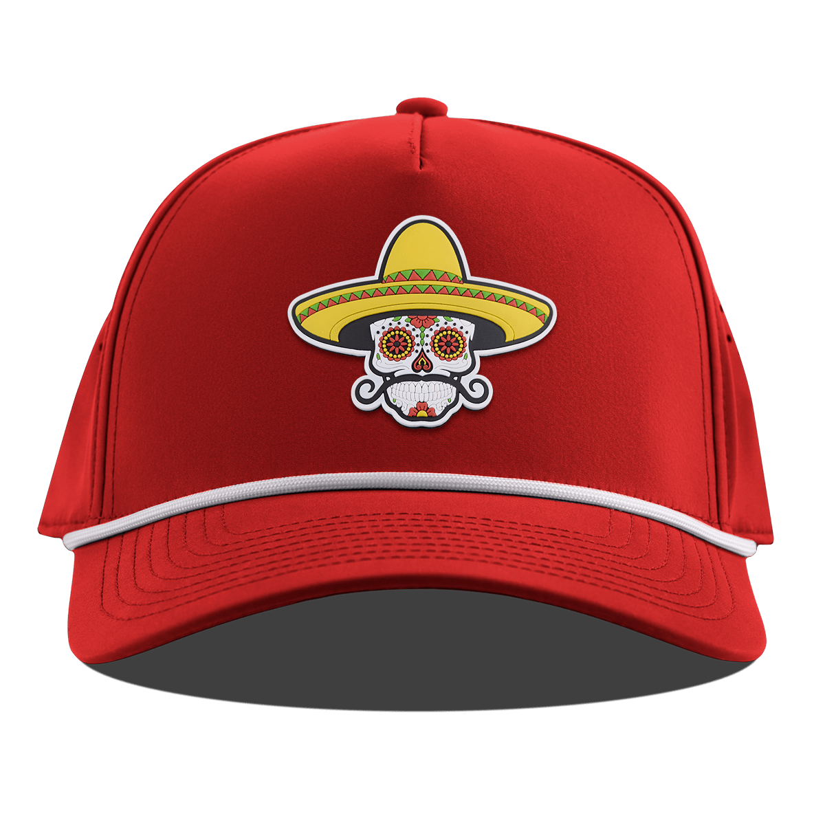 Sombrero Skull PVC Curved 5 Panel Rope Red