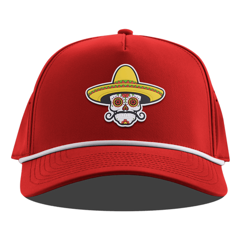 Sombrero Skull PVC Curved 5 Panel Rope Red