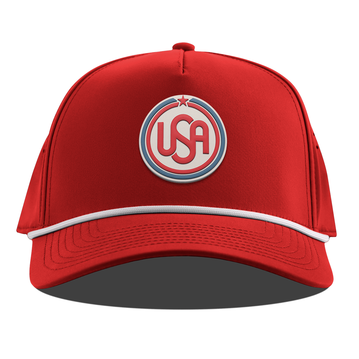 USA Icon Curved 5 Panel Rope Red