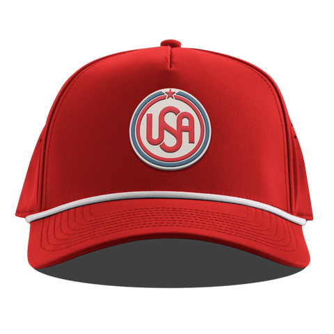 USA Icon Curved 5 Panel Rope Red