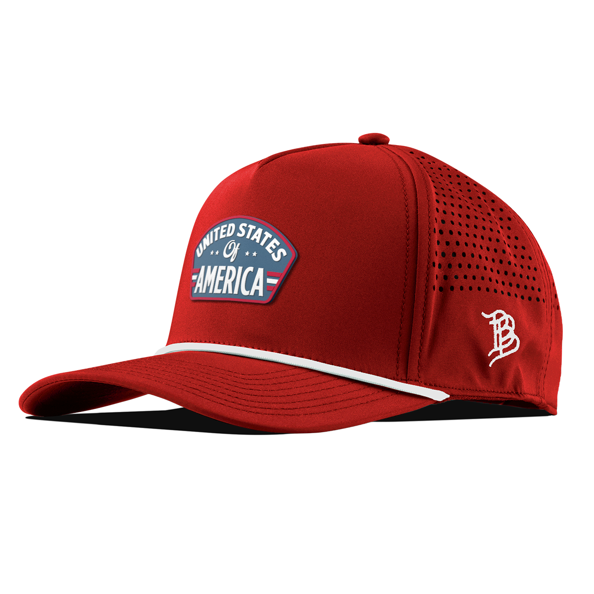 United States of America Badge Curved 5 Panel Rope Red
