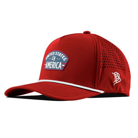 United States of America Badge Curved 5 Panel Rope Red
