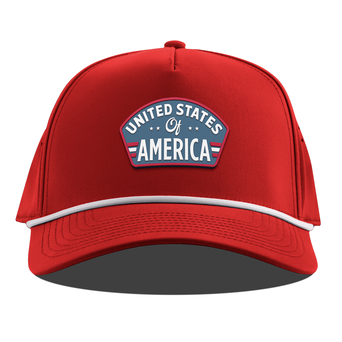 United States of America Badge Curved 5 Panel Rope Red