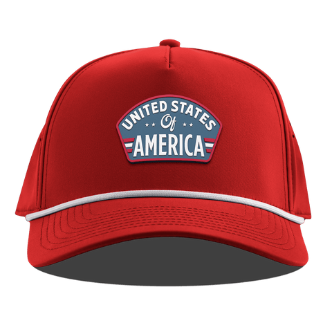 United States of America Badge Curved 5 Panel Rope Red