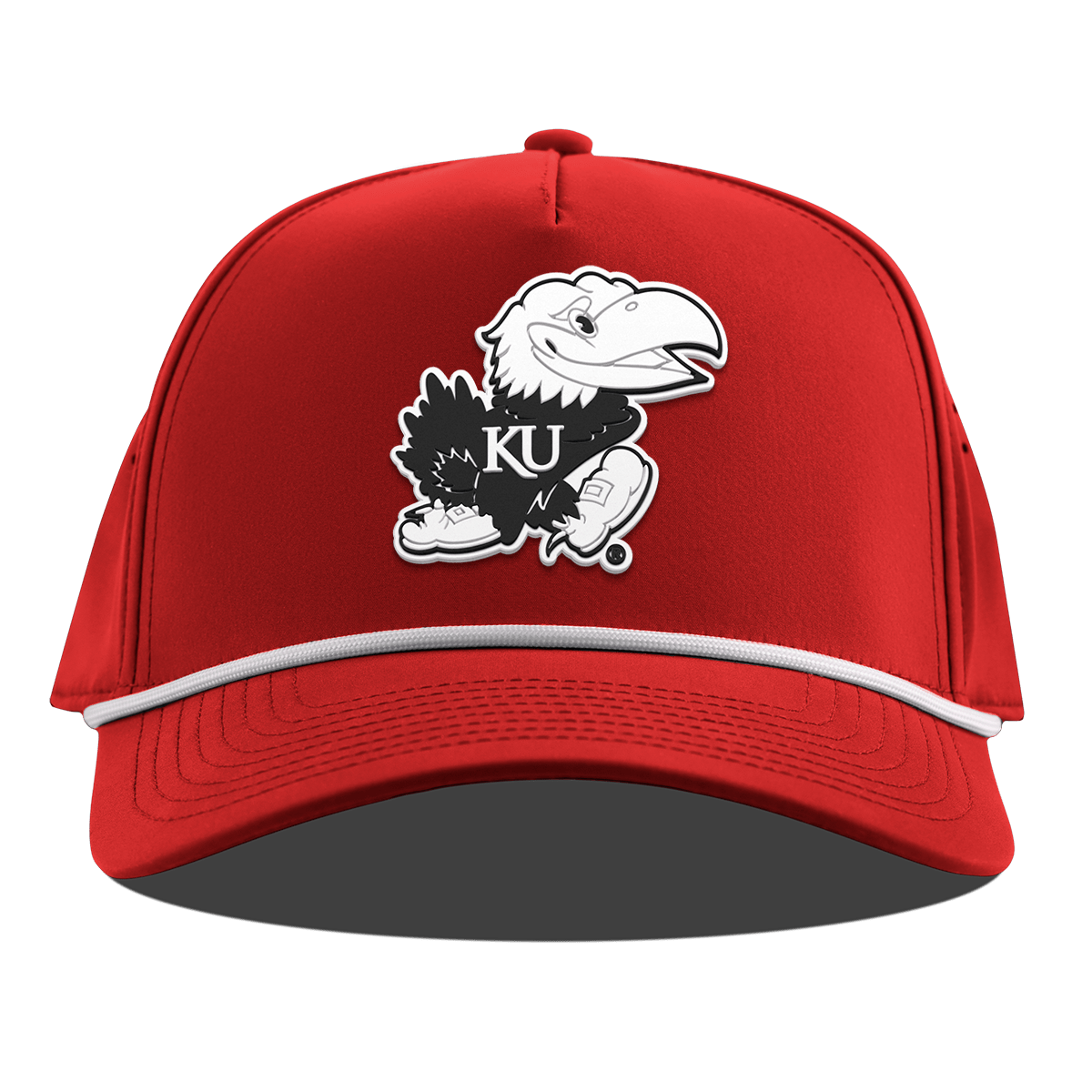 University of Kansas "Vintage Jayhawk" Curved 5 Panel Rope Red