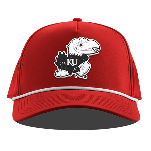 University of Kansas "Vintage Jayhawk" Curved 5 Panel Rope Red