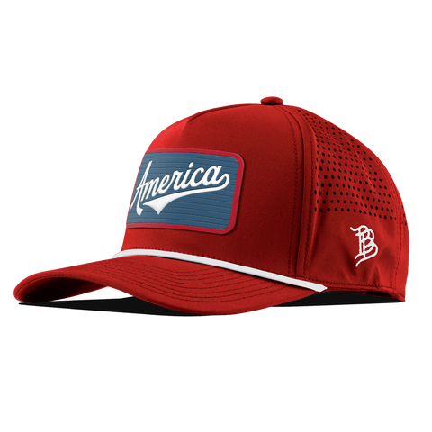 XL USA America Badge Curved 5 Panel Rope Red