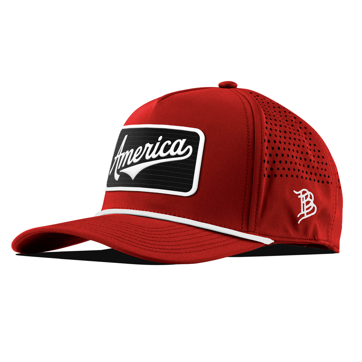 XL Vintage America Badge Curved 5 Panel Rope Red