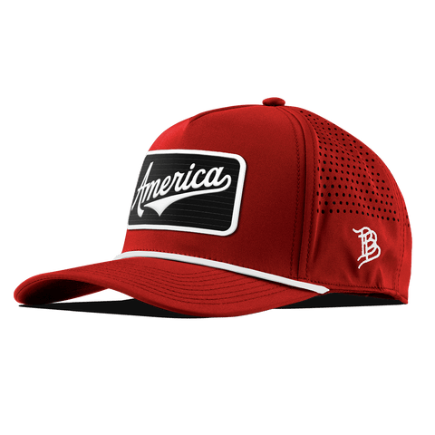 XL Vintage America Badge Curved 5 Panel Rope Red
