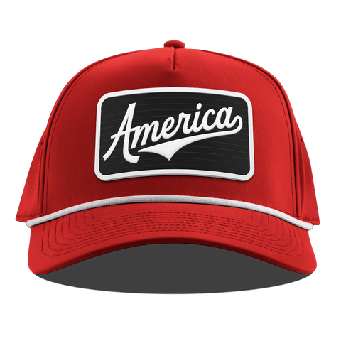 XL Vintage America Badge Curved 5 Panel Rope Red