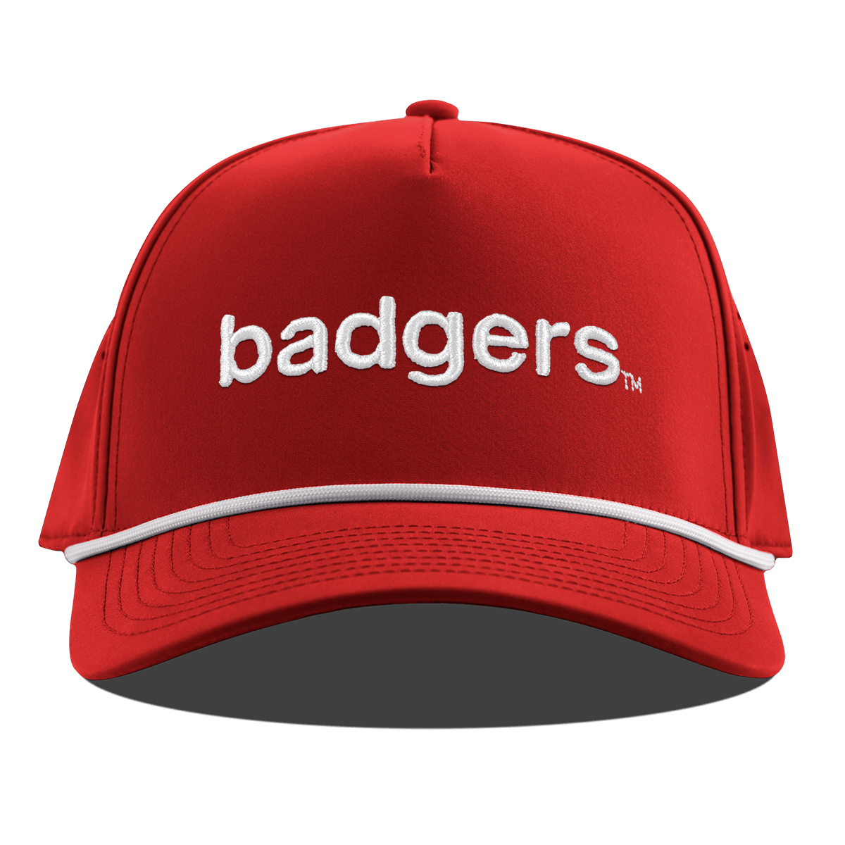 University of Wisconsin "badgers." Curved 5 Panel Rope Red