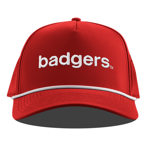 University of Wisconsin "badgers." Curved 5 Panel Rope Red