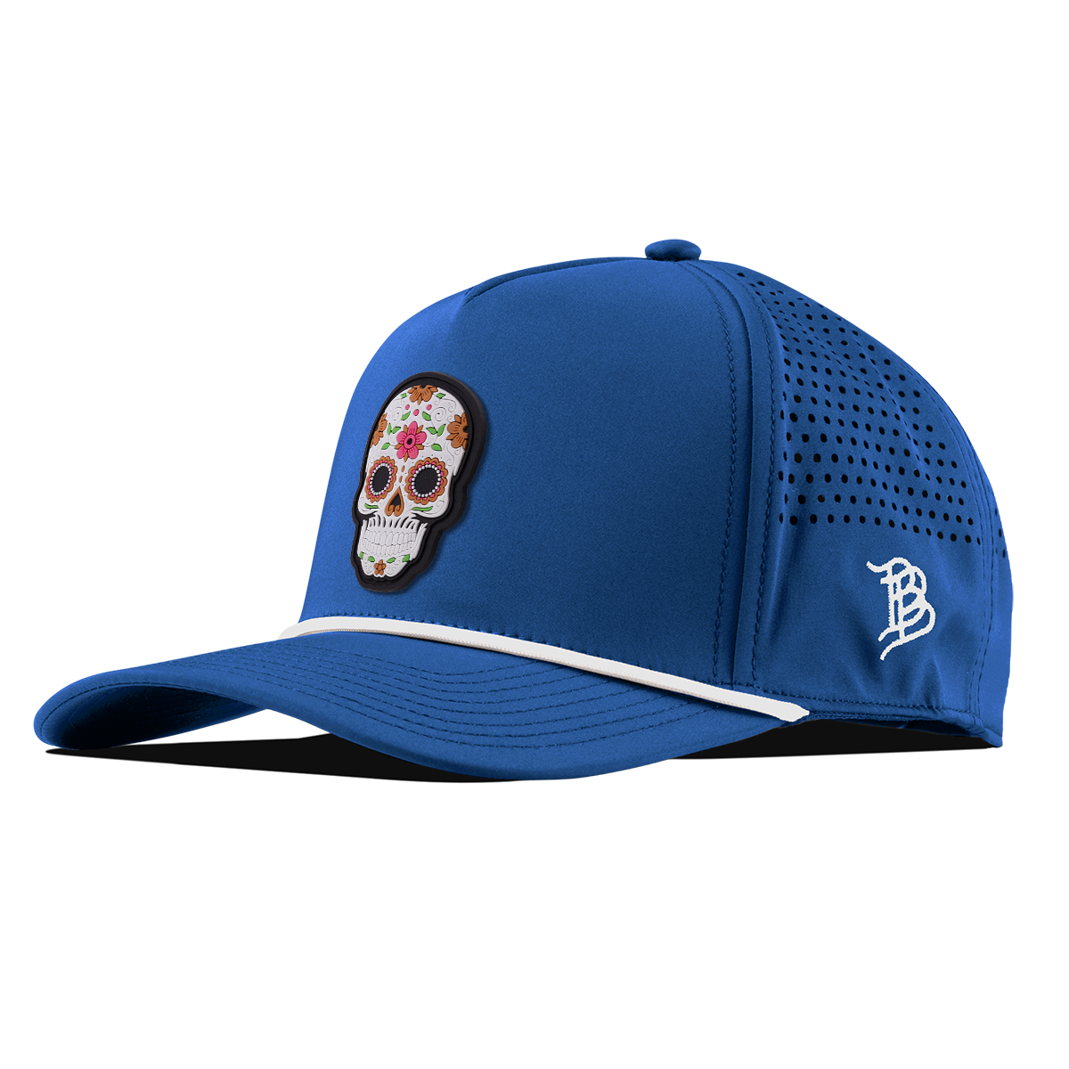 Flower Skull PVC Curved 5 Panel Rope Royal