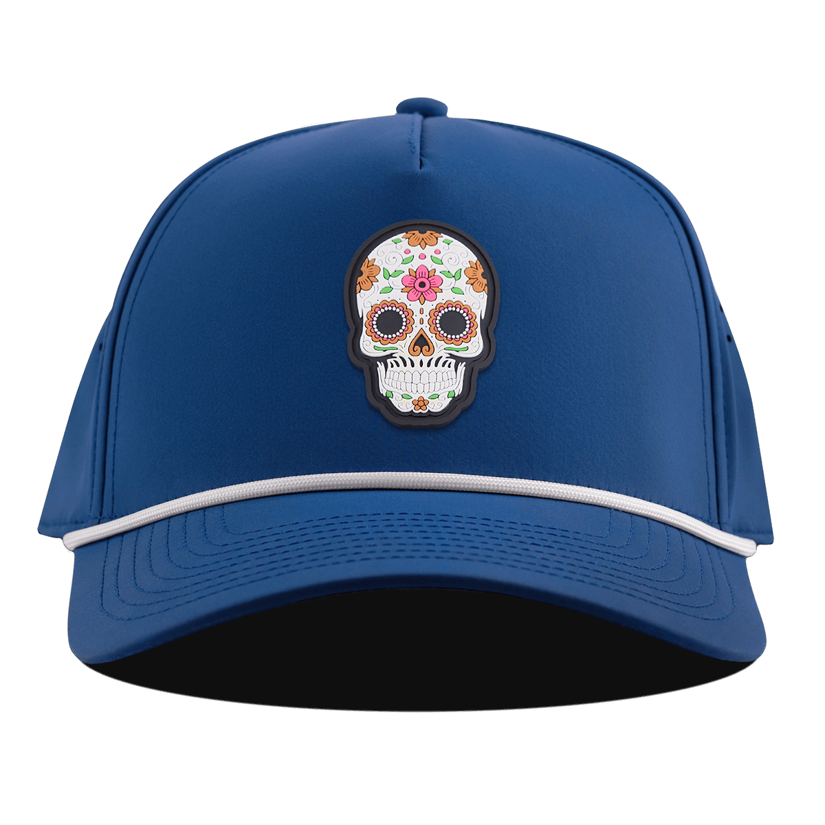 Flower Skull PVC Curved 5 Panel Rope Royal