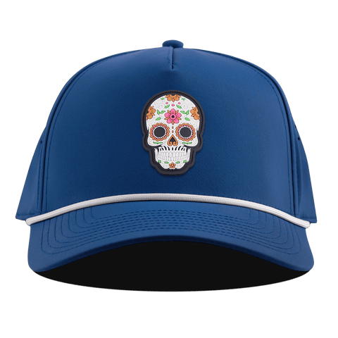 Flower Skull PVC Curved 5 Panel Rope Royal