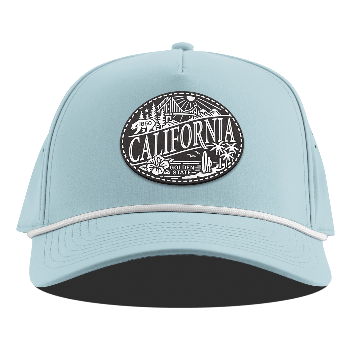 California Traveler Curved 5 Panel Rope Sky Blue