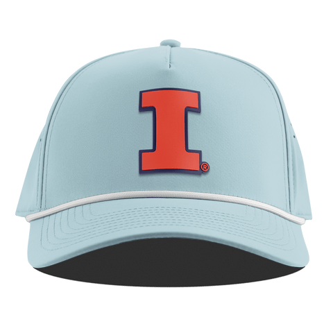 University of Illinois "Fighting Illini Orange" Curved 5 Panel Rope Sky Blue