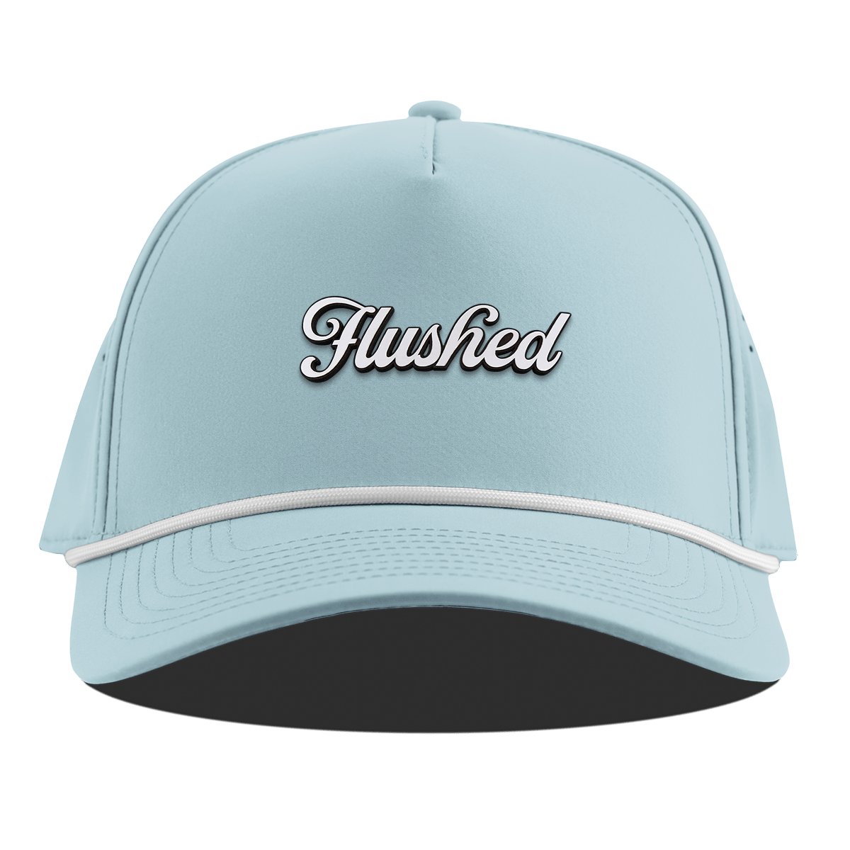 Flushed Script Curved 5 Panel Rope Sky Blue