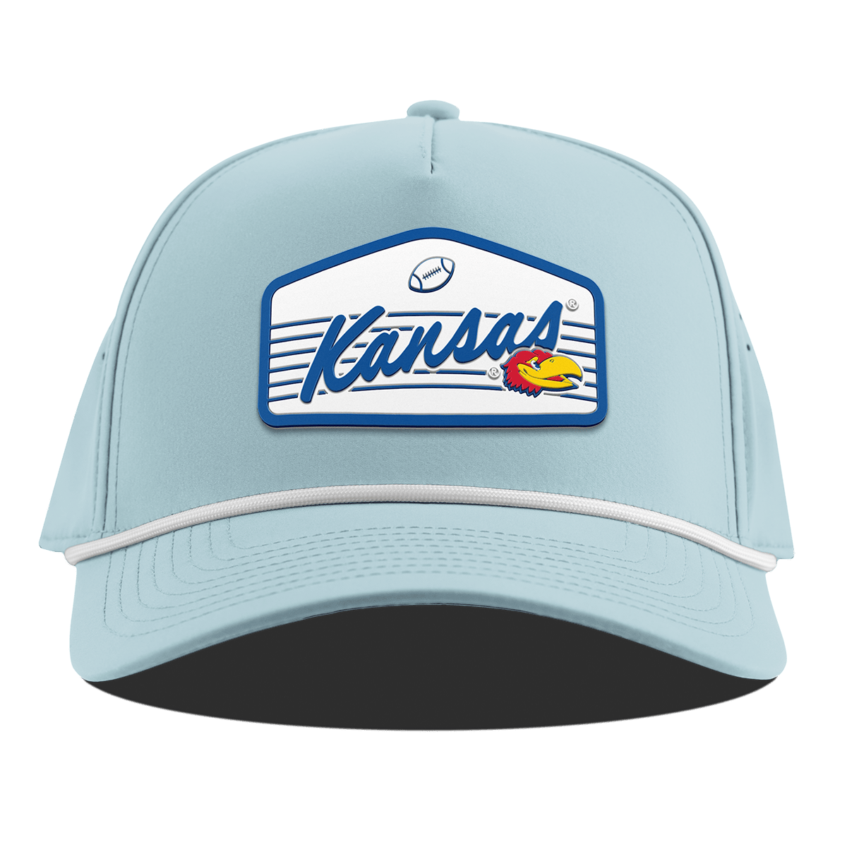 University of Kansas "Jayhawks Football" Curved 5 Panel Rope Sky Blue