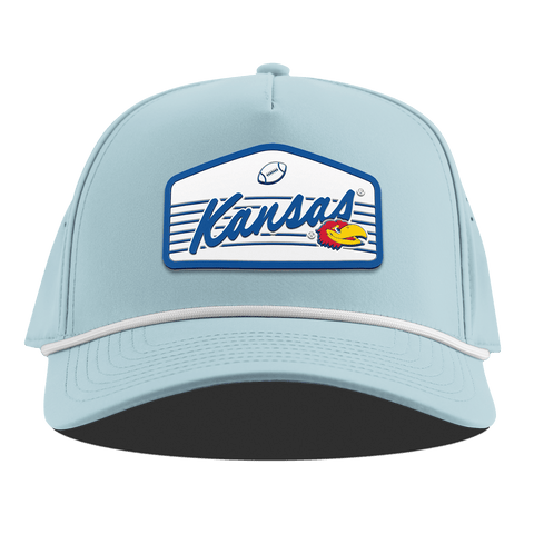 University of Kansas "Jayhawks Football" Curved 5 Panel Rope Sky Blue