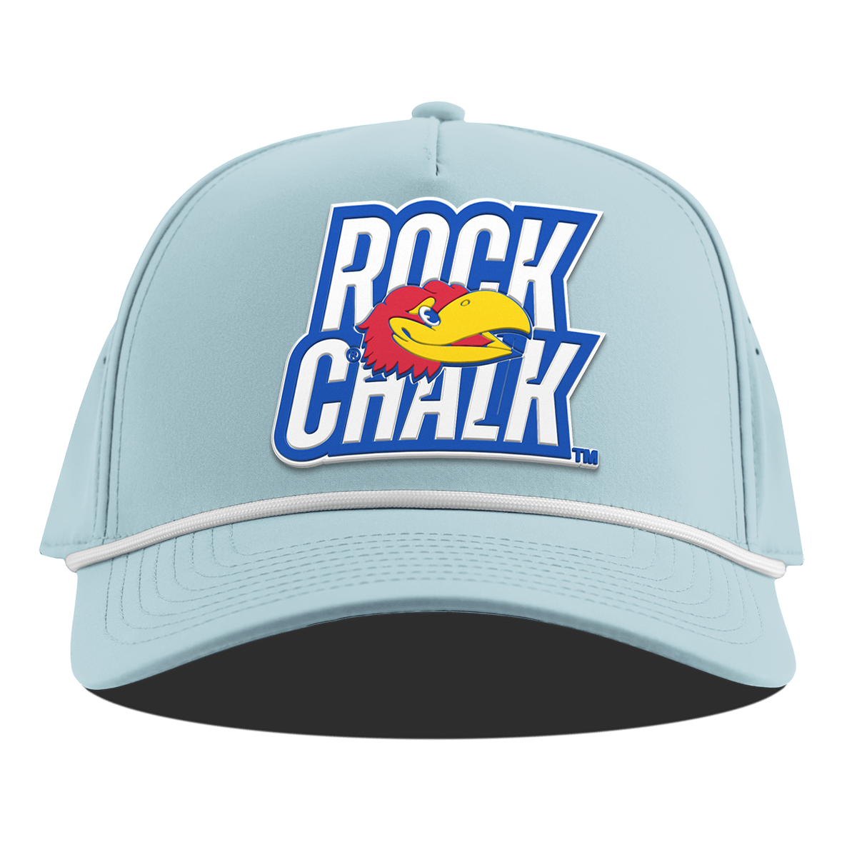University of Kansas "Kansas Rock Chalk Block" Curved 5 Panel Rope Sky Blue