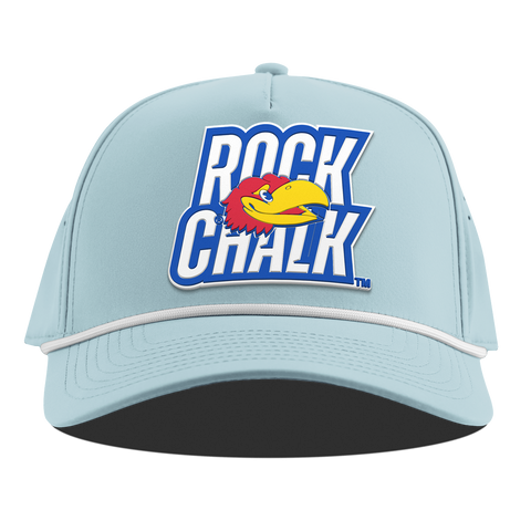 University of Kansas "Kansas Rock Chalk Block" Curved 5 Panel Rope Sky Blue