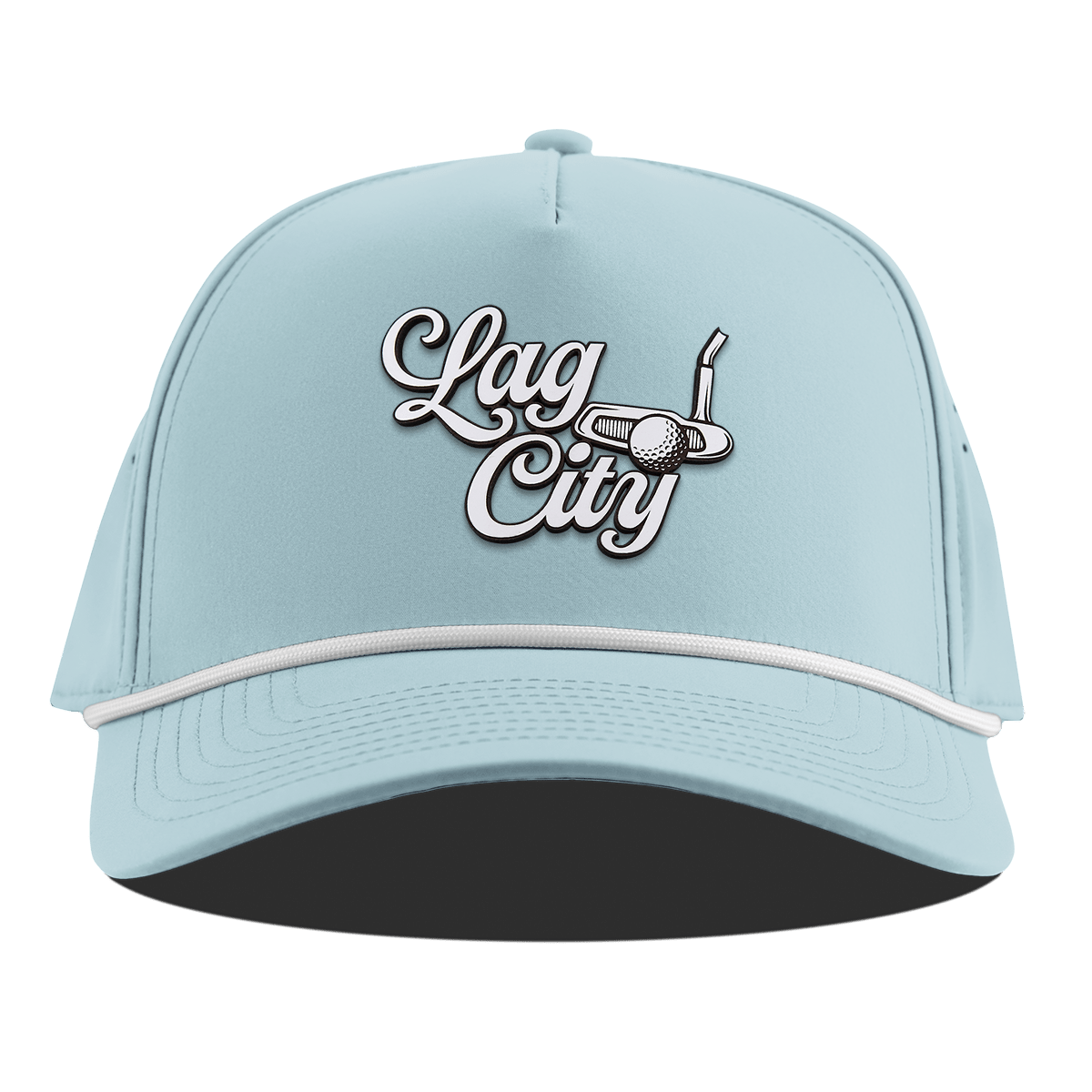 Lag City Script Curved 5 Panel Rope Sky Blue