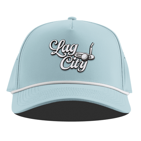 Lag City Script Curved 5 Panel Rope Sky Blue