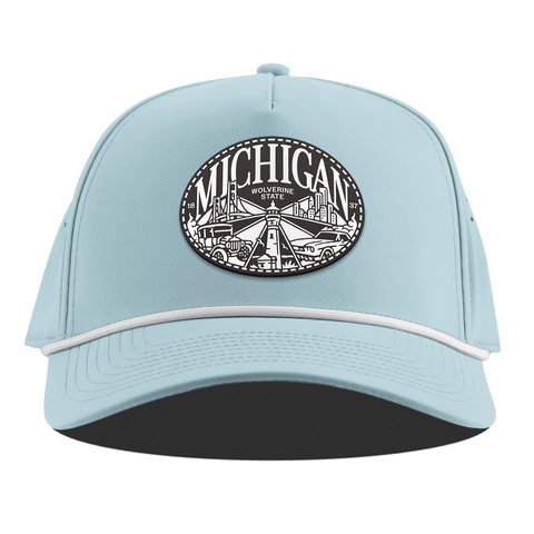 Michigan Traveler Curved 5 Panel Rope Sky Blue