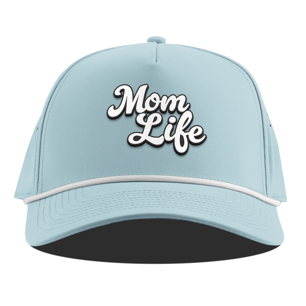 Mom Life Script Curved 5 Panel Rope Sky Blue