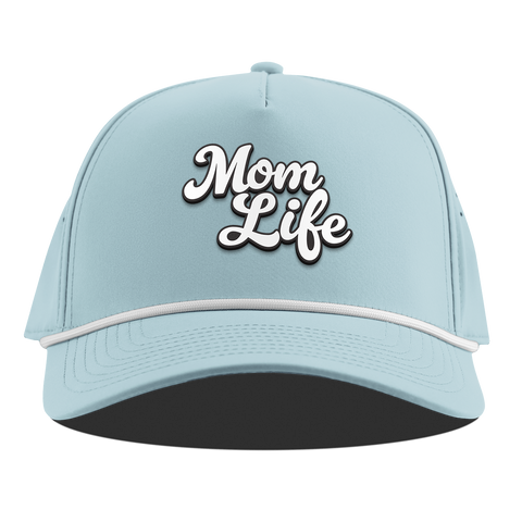 Mom Life Script Curved 5 Panel Rope Sky Blue