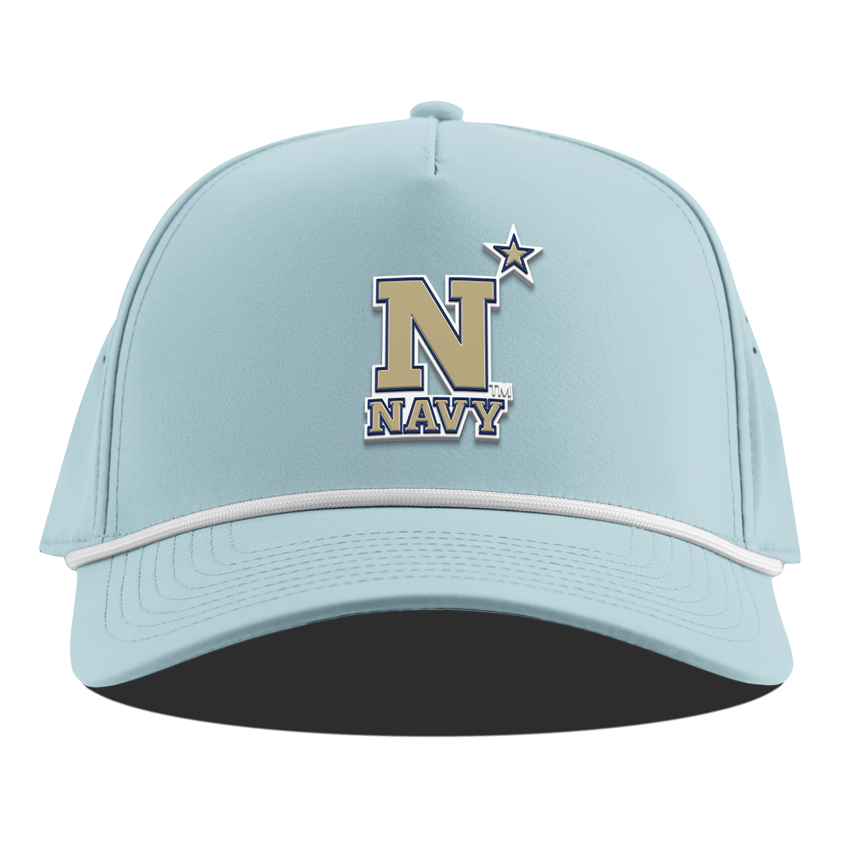 United States Naval Academy "Naval Academy Team Logo Gold" Curved 5 Panel Rope Sky Blue