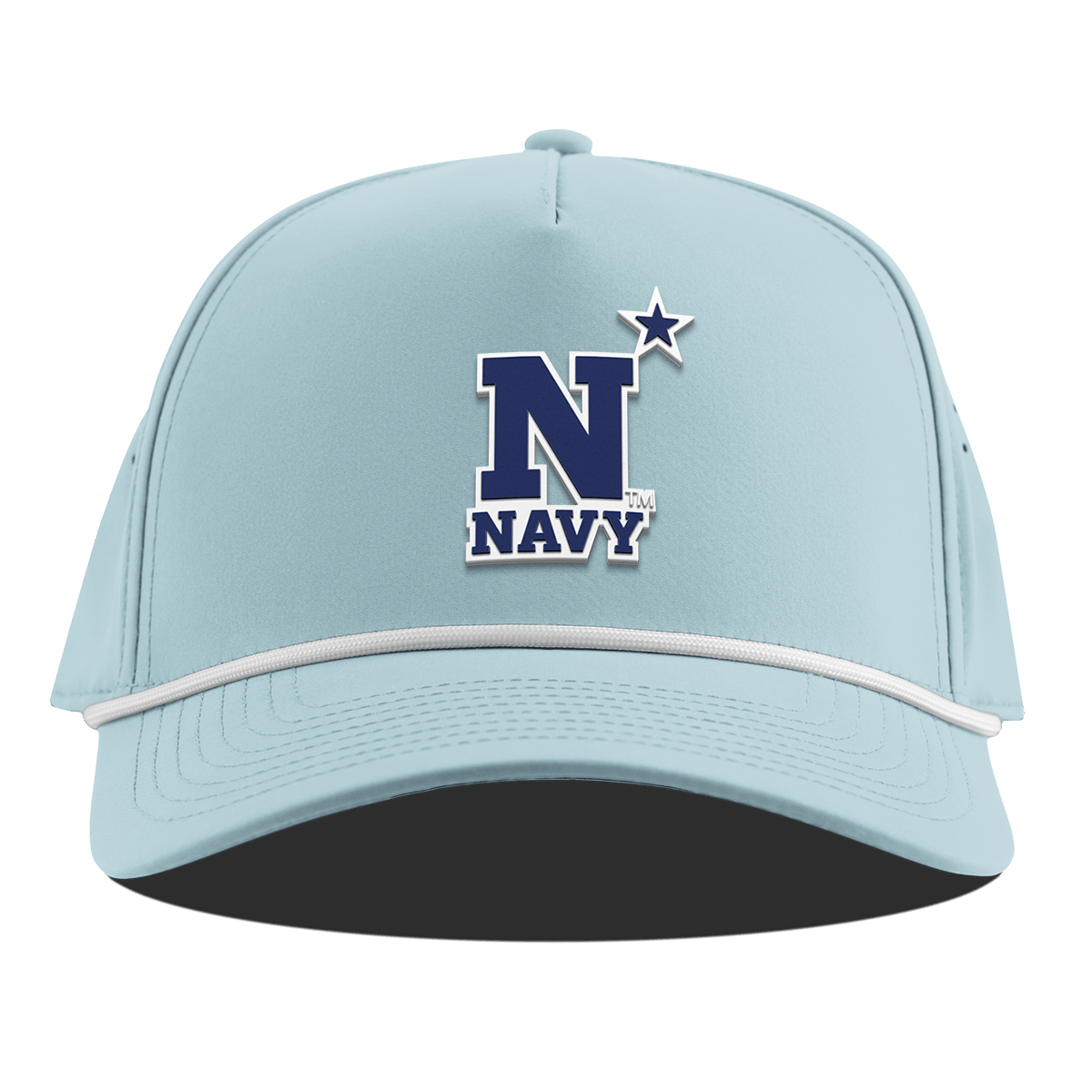 United States Naval Academy "Naval Academy Team Logo Navy" Curved 5 Panel Rope Sky Blue