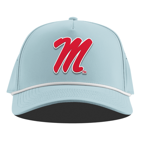 University of Mississippi "Ole Miss Block M Red" Curved 5 Panel Rope Sky Blue