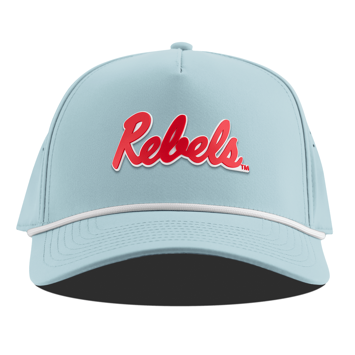 University of Mississippi "Ole Miss Crimson Rebels" Curved 5 Panel Rope Sky Blue