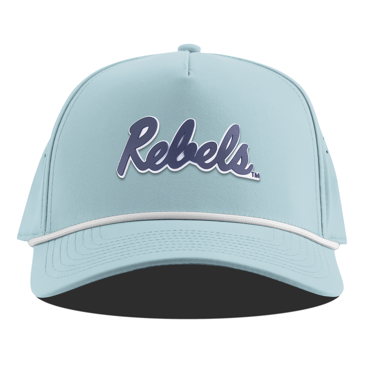 University of Mississippi "Ole Miss Navy Rebels" Curved 5 Panel Rope Sky Blue