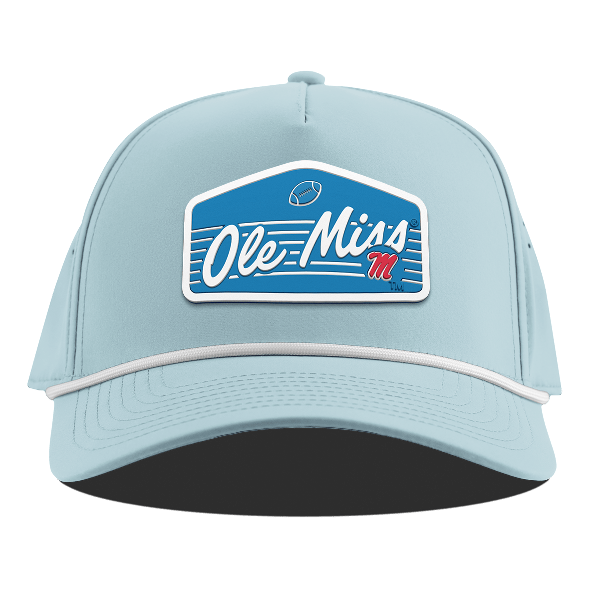 University of Mississippi "Rebel Football" Curved 5 Panel Rope Sky Blue