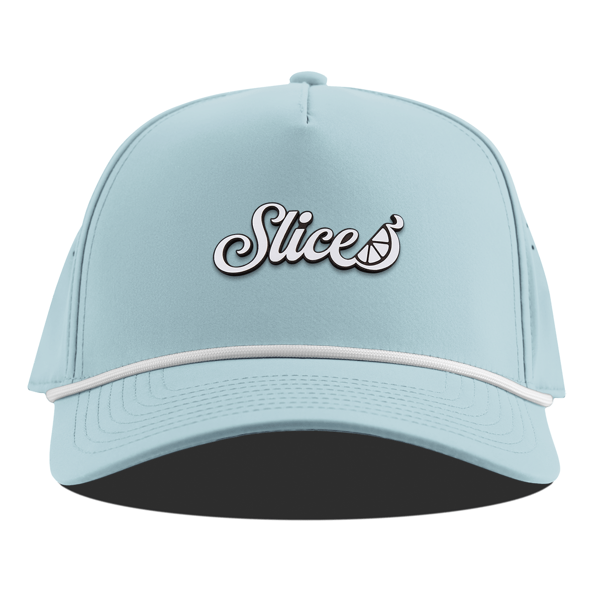 Sliced Script Curved 5 Panel Rope Sky Blue