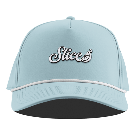 Sliced Script Curved 5 Panel Rope Sky Blue