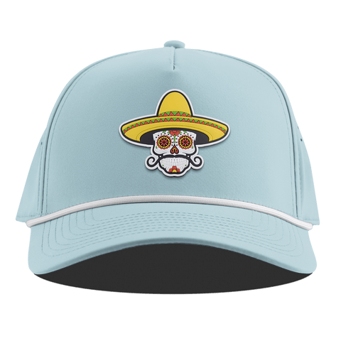 Sombrero Skull PVC Curved 5 Panel Rope Sky Blue