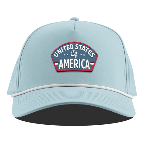 United States of America Badge Curved 5 Panel Rope Sky Blue