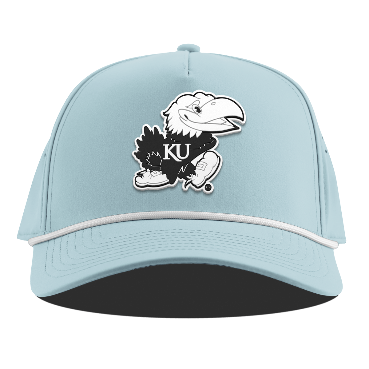 University of Kansas "Vintage Jayhawk" Curved 5 Panel Rope Sky Blue