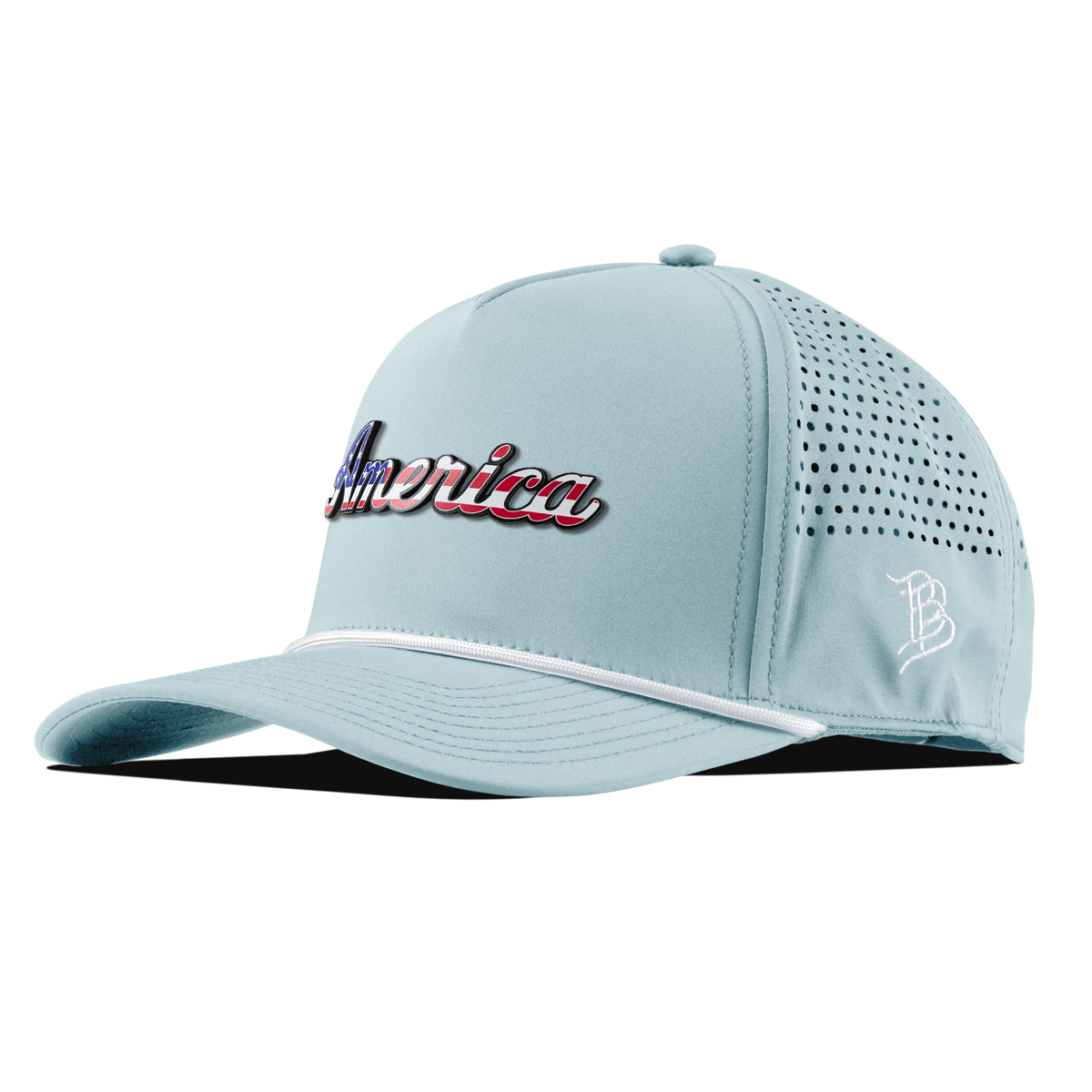 America Curved 5 Panel Rope Skyblue/White