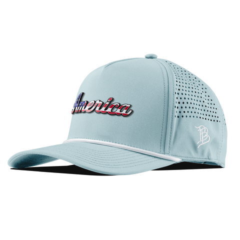 America Curved 5 Panel Rope Skyblue/White