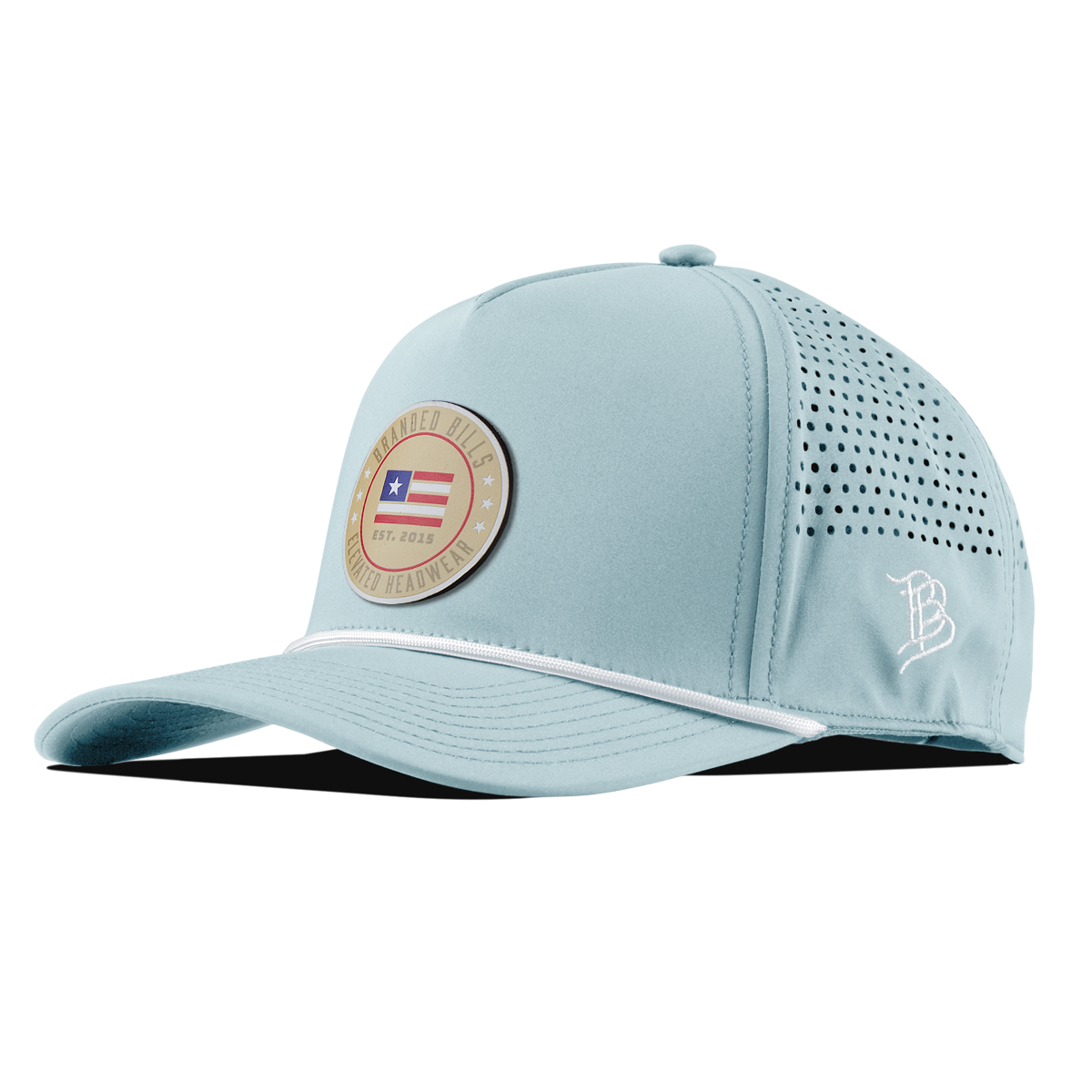 Elevated American Tan Curved 5 Panel Rope Skyblue/White