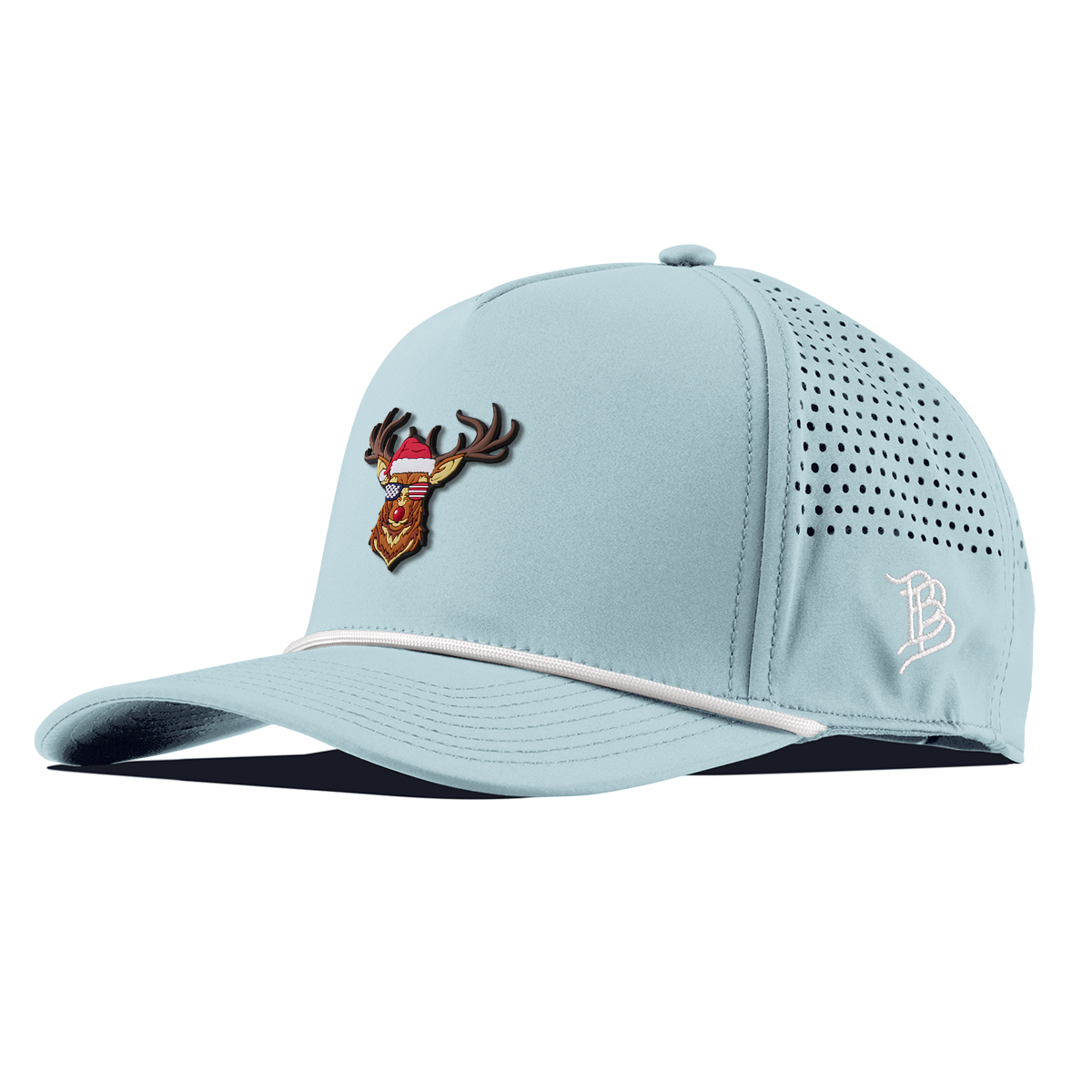 Party Reindeer Curved 5 Panel Rope Skyblue/White