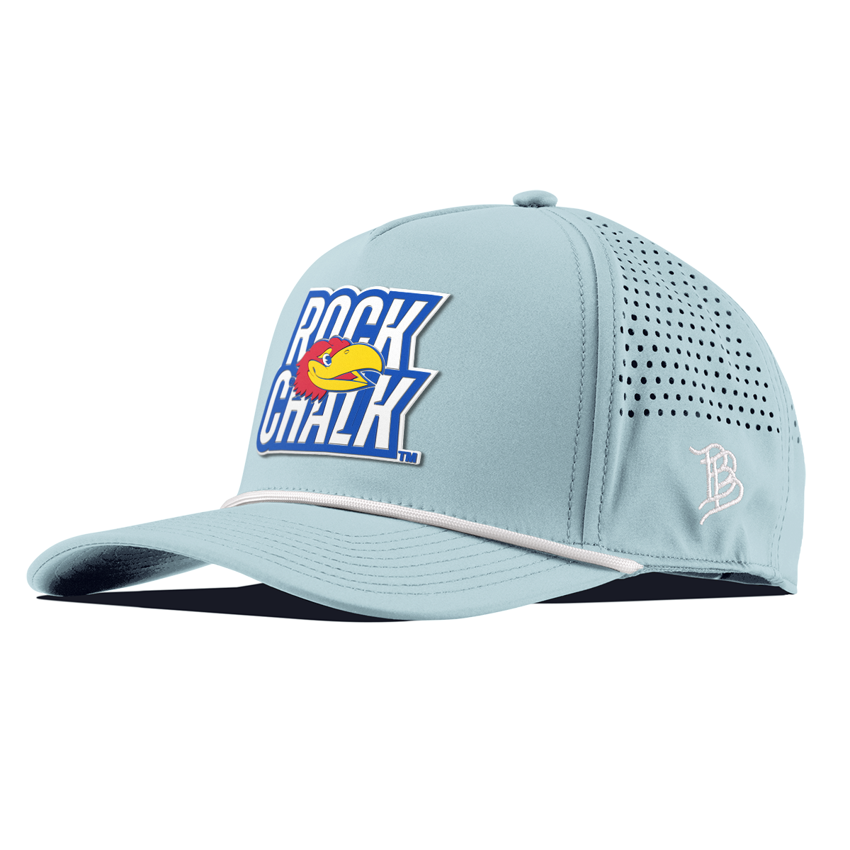 University of Kansas "Kansas Rock Chalk Block" Curved 5 Panel Rope Sky Blue