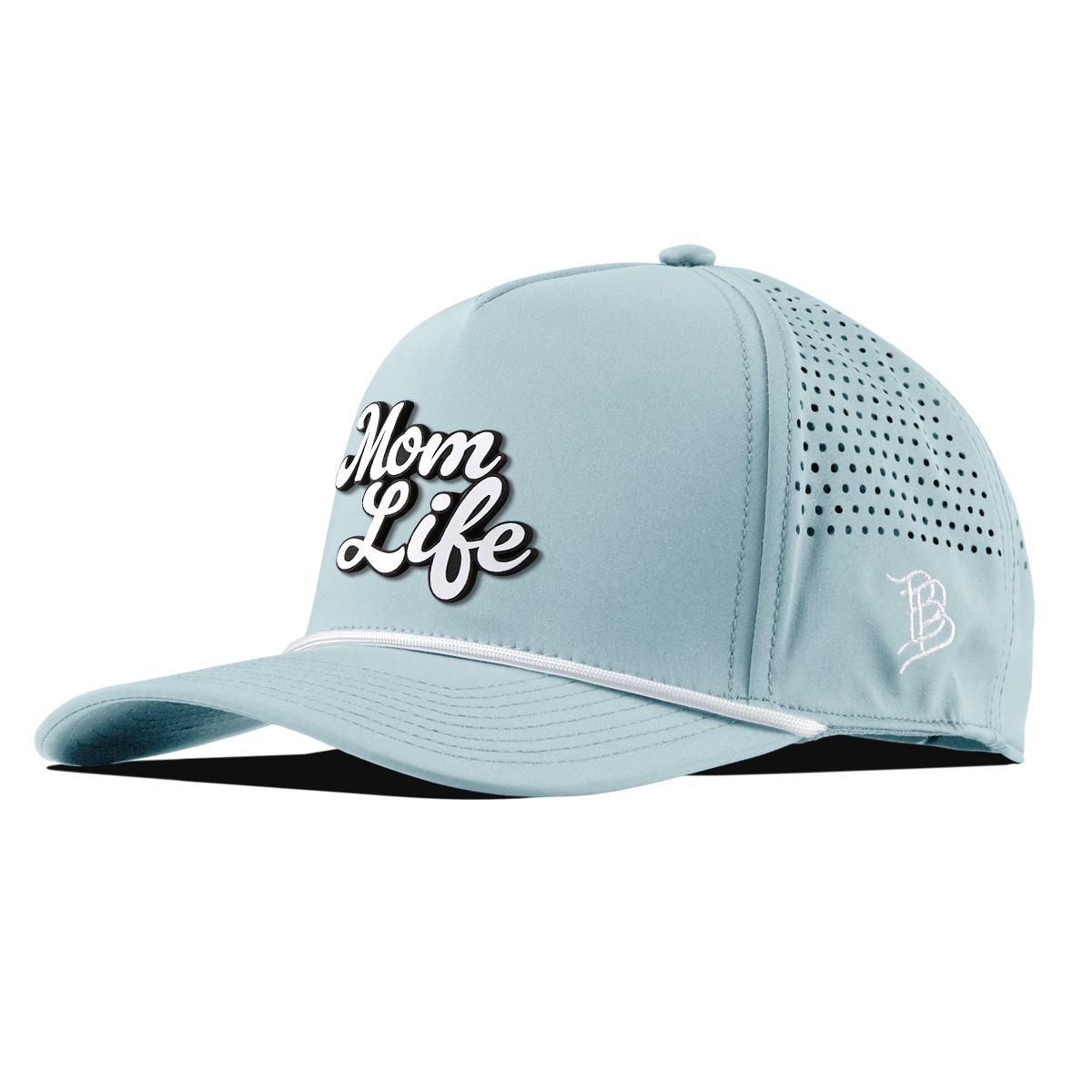 Mom Life Script Curved 5 Panel Rope Sky Blue