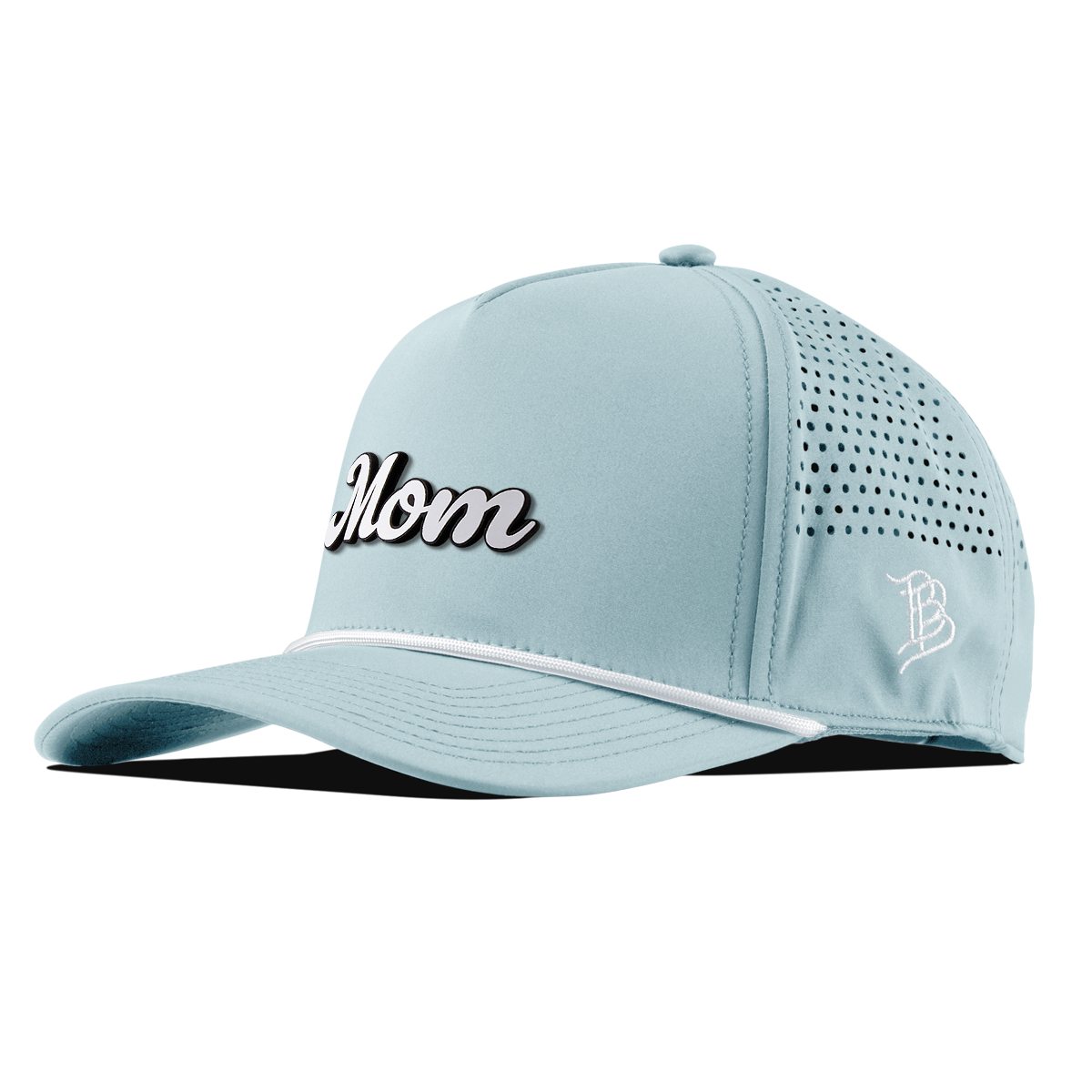 Mom Script Curved 5 Panel Rope Sky Blue/White